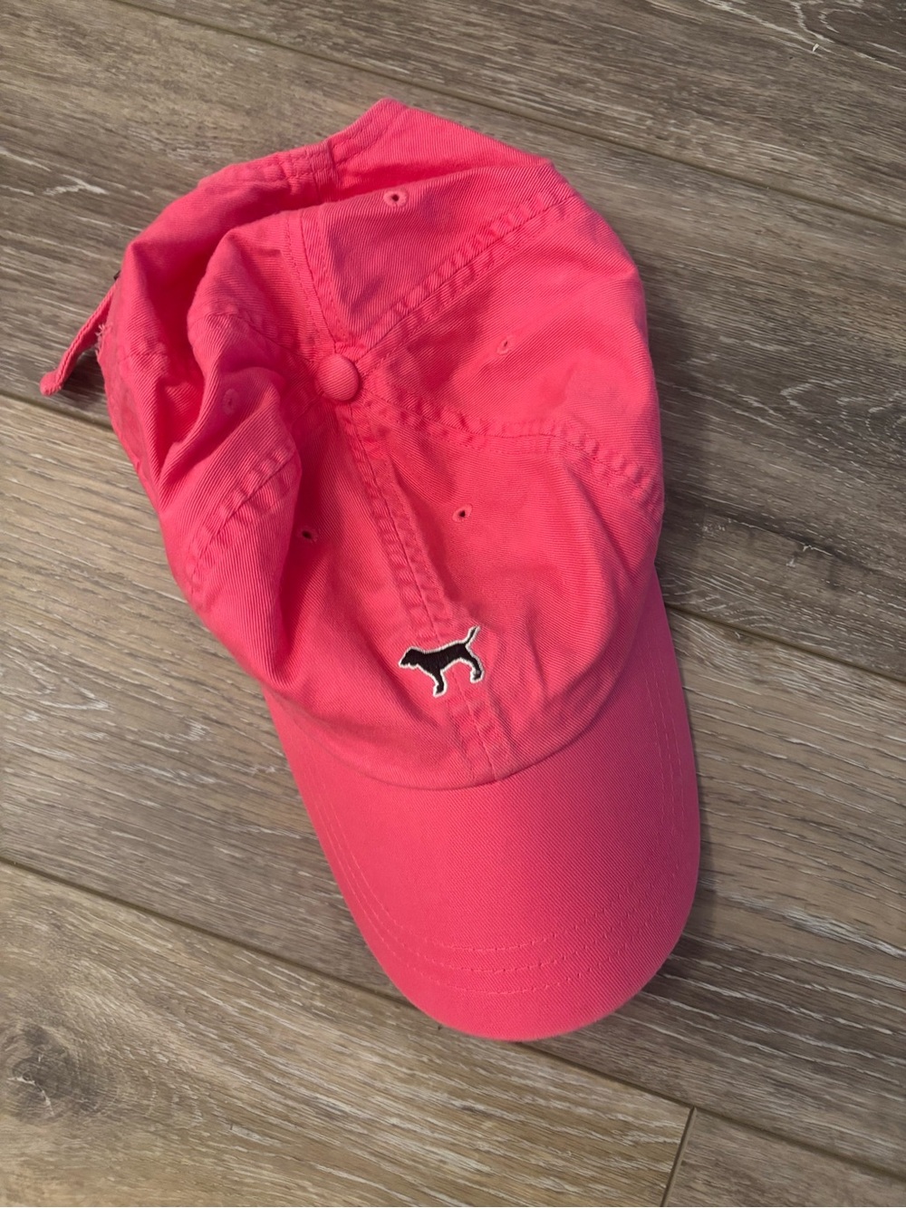 PINK Victoria's Secret Coral Pink Dog Logo Baseball Cap